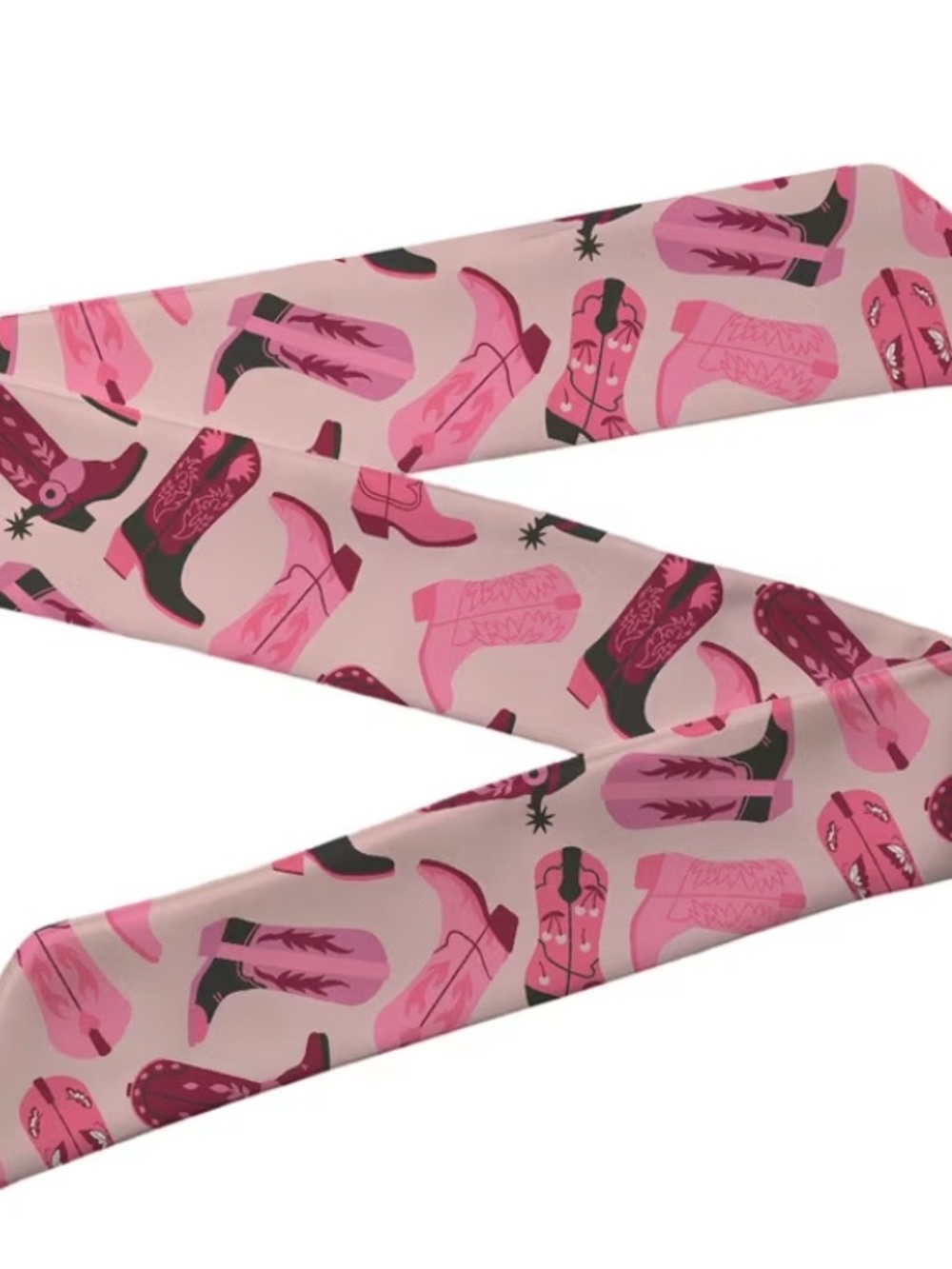 WESTERN Pink Cowboy Boot Pattern Skinny Scarf - Women Accessories
